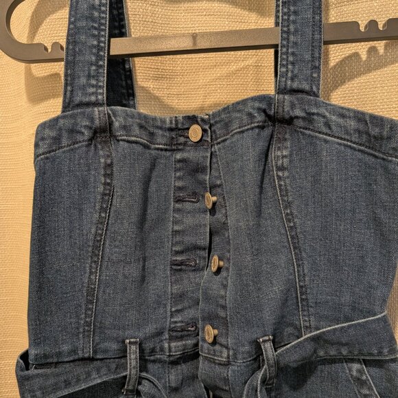 Gap stretchy denim button front dress with belts size small - Picture 2 of 3